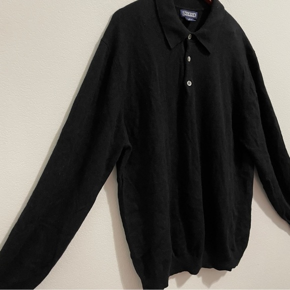 Lands’ End Cashmere Sweater Polo Black Long Sleeve Mens XL 46 - 48 - Picture 4 of 9